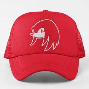 NEW Knuckles Echidna Face Head Sonic Foam Trucker Mesh Snapback Hat RED